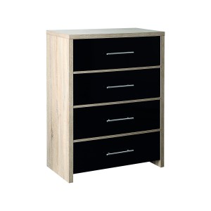 Stockholm Oak and Black 4 Drawer Chest